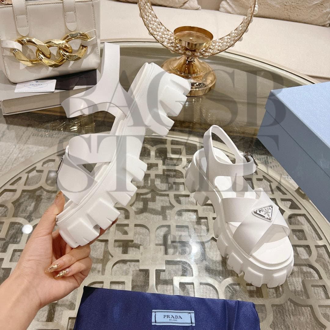 prada Sandali Monolith Da Donna Di Colore Bianco