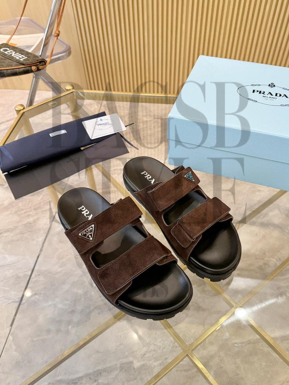 prada Suede Band Sandals