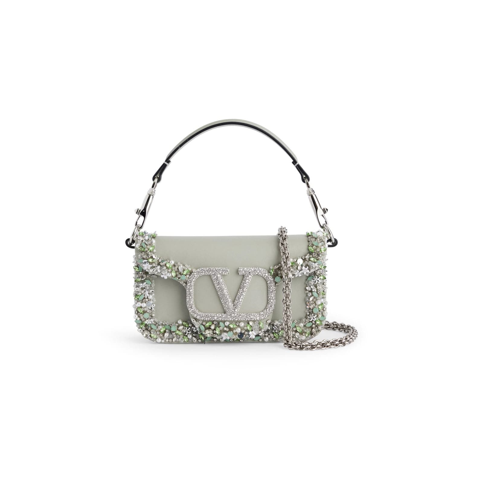 VALENTINO GARAVANI LOCÒ SMALL EMBELLISHED LEATHER SHOULDER BAG 5W2B0N86NKG (20 × 10 × 6 cm) — Bags