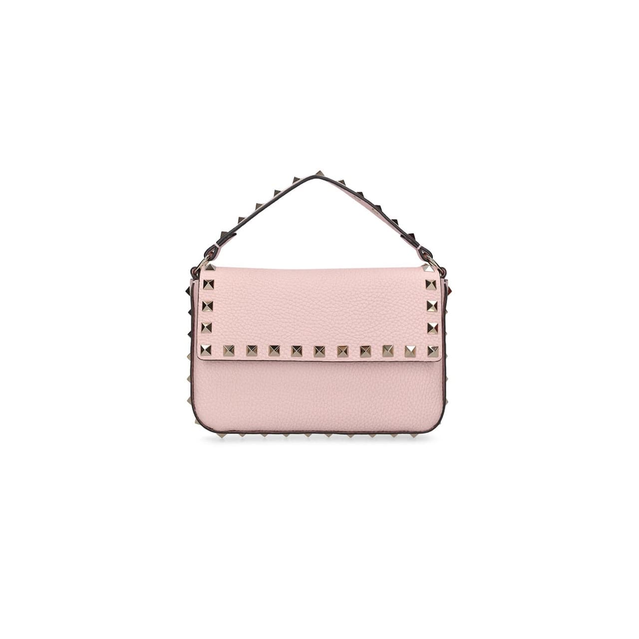 VALENTINO GARAVANI SMALL ROCKSTUD LEATHER TOP HANDLE BAG WW2P0W07VSH-P45 (19 × 13.5 × 3 cm) — Bags