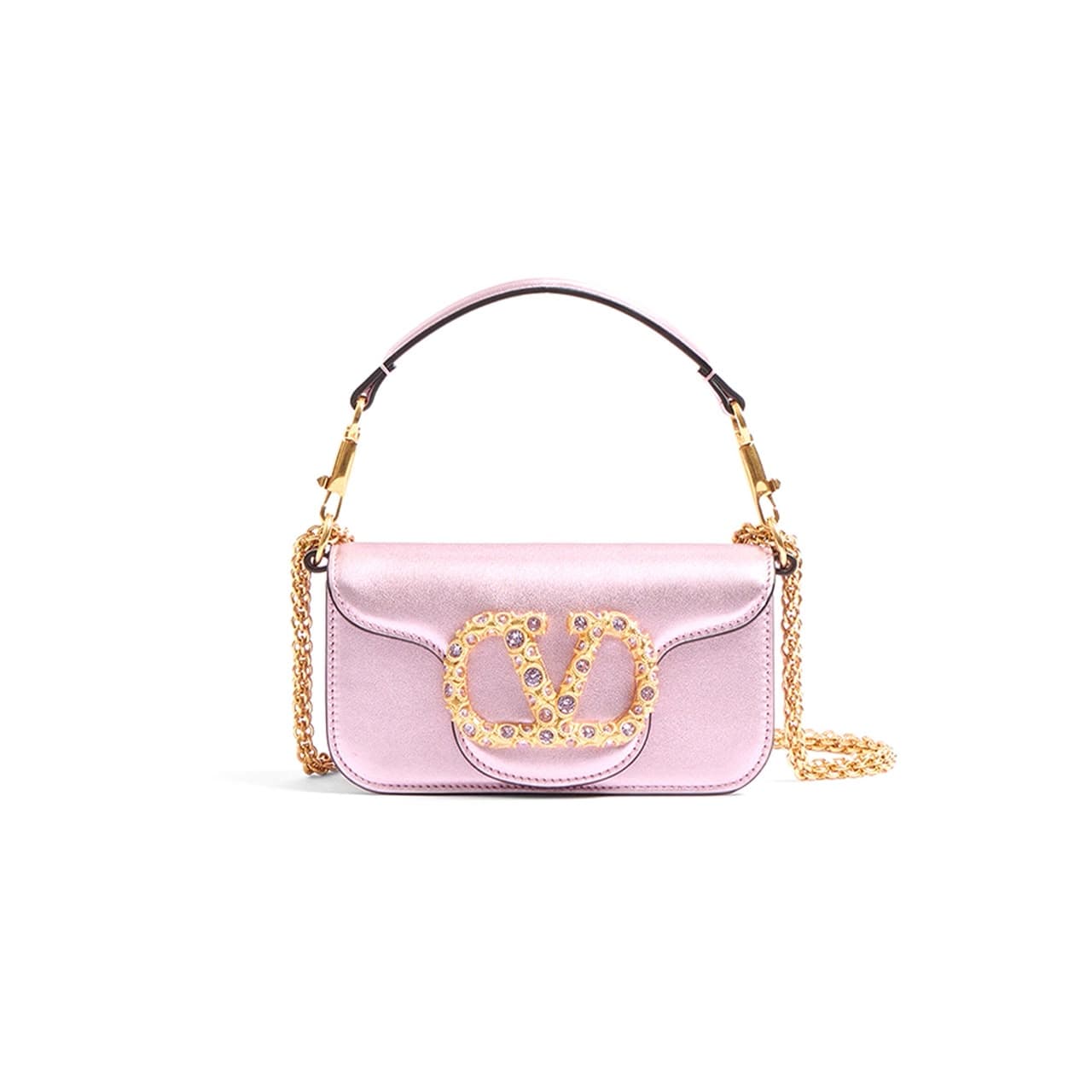 VALENTINO LOCÒ SMALL LAMINATED CALFSKIN BAG WB0K53LNKR5H (19*10.5*5cm) — Bags