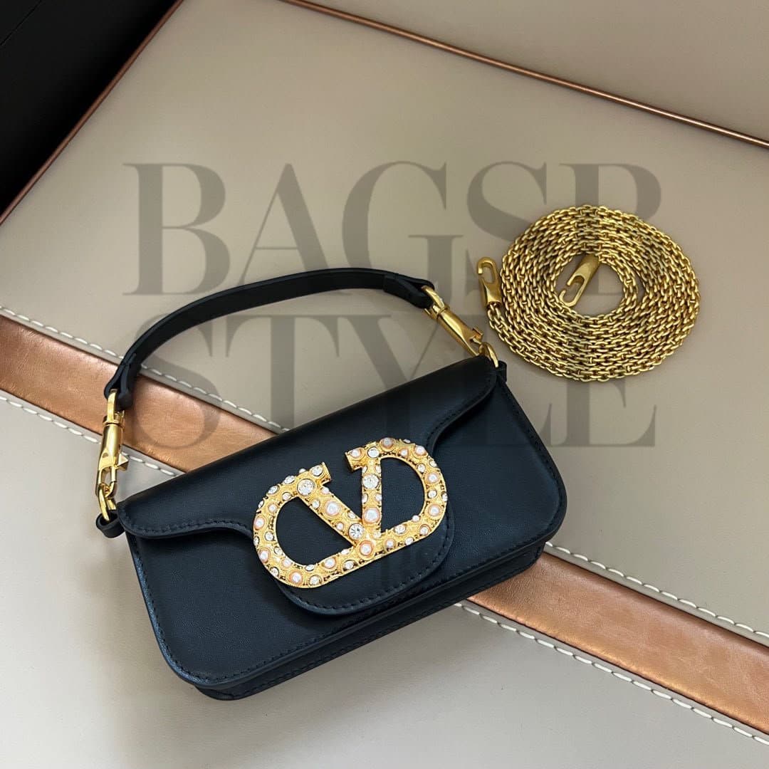 VALENTINO LOCÒ SMALL SHOULDER BAG IN BLACK WB0K53CXABBK (19 × 10.5 × 5 cm) — Bags