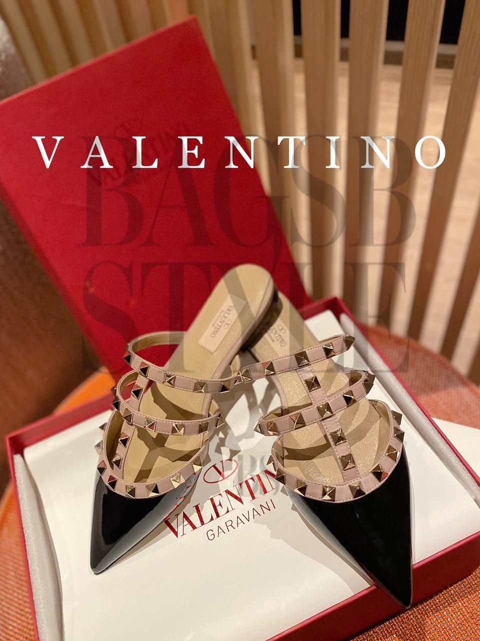 valentino Rockstud Patent Leather Mule 5W2S0H15Vnw_N91