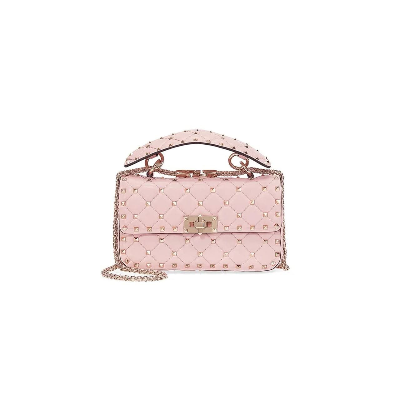 VALENTINO SMALL NAPPA ROCKSTUD SPIKE BAG B0123NAP-W34 (20*11.5*5cm) — Bags