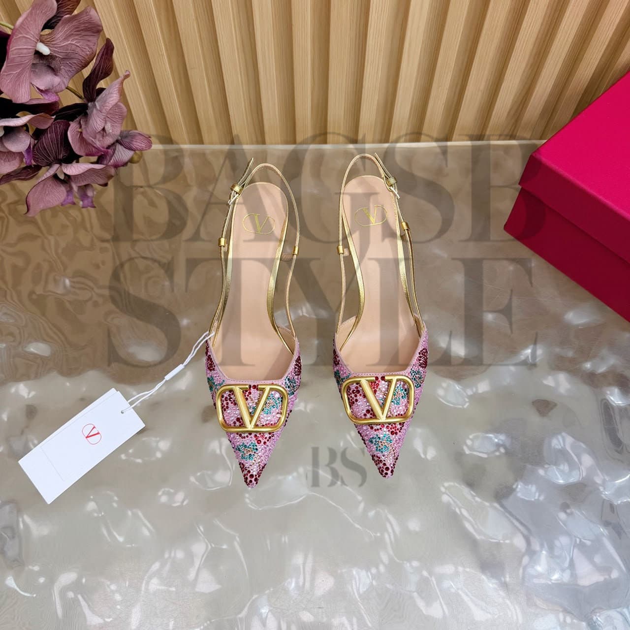 VALENTINO VLOGO SIGNATURE SLINGBACK Du00c9COLLETu00c9 WITH CHERRYFIC EMBROIDERY 80MM 8W2S0R01SIA_A4W — Shoes