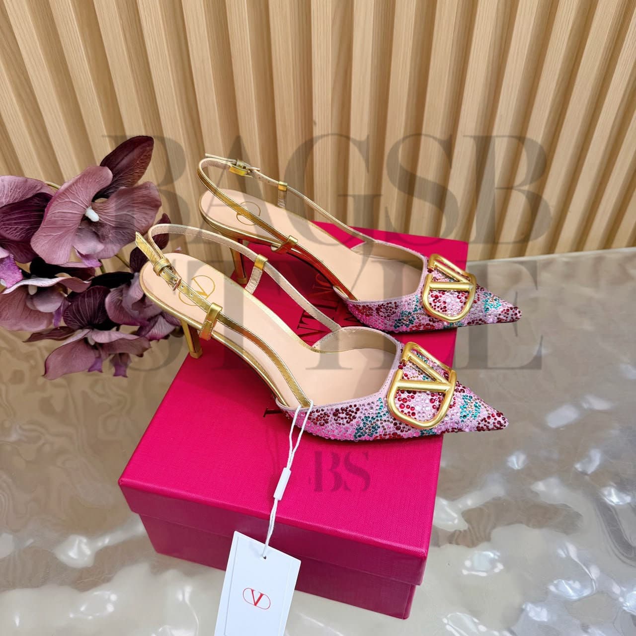 VALENTINO VLOGO SIGNATURE SLINGBACK Du00c9COLLETu00c9 WITH CHERRYFIC EMBROIDERY 80MM 8W2S0R01SIA_A4W — Shoes
