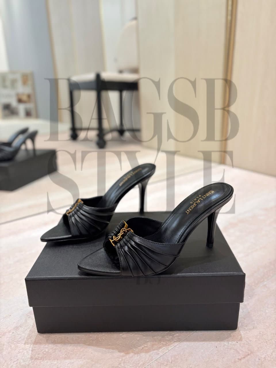 ysl Babylone Smooth Leather Mules
