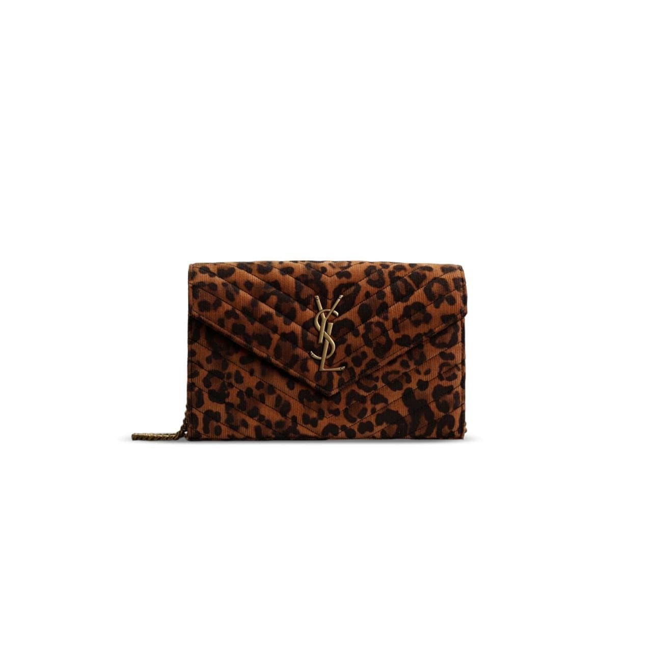 YSL CASSANDRE CHAIN WALLET IN LEOPARD-PRINT CANVAS 377828 (22.5*14*4cm) — Bags