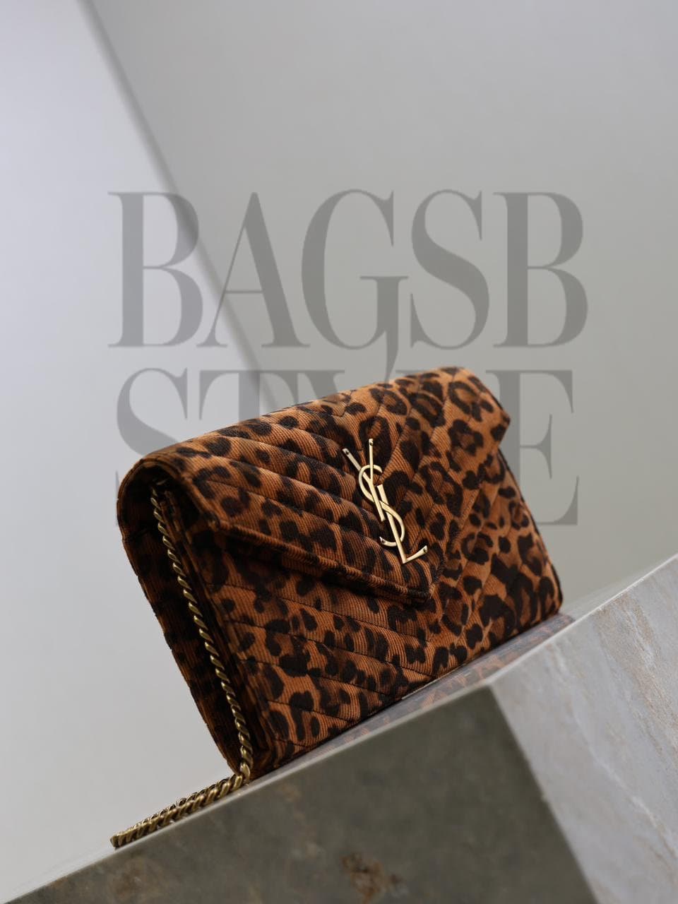 YSL CASSANDRE CHAIN WALLET IN LEOPARD-PRINT CANVAS 377828 (22.5*14*4cm) — Bags