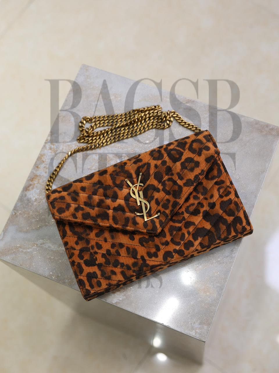 YSL CASSANDRE CHAIN WALLET IN LEOPARD-PRINT CANVAS 377828 (22.5*14*4cm) — Bags