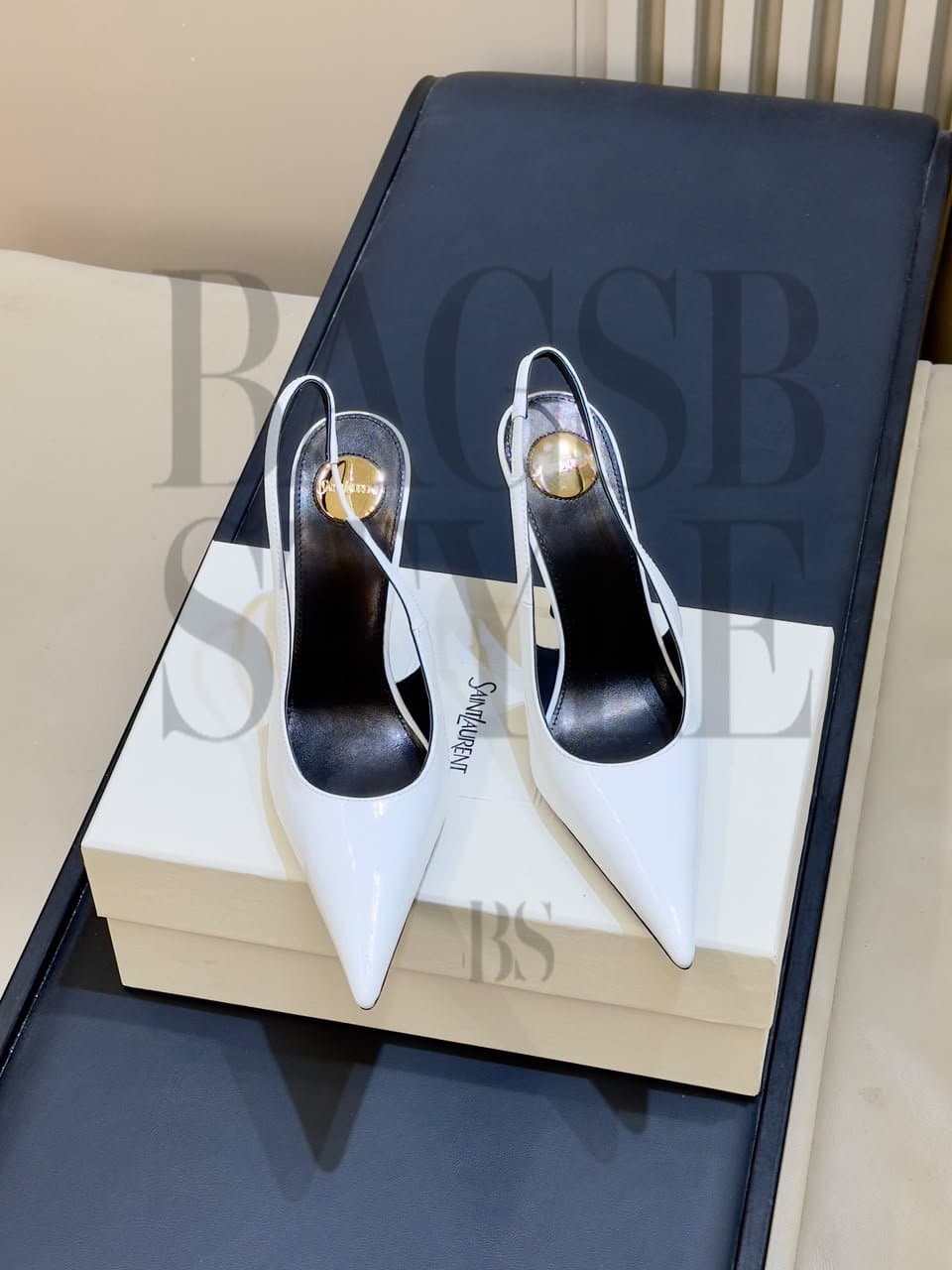 ysl Guermantes Slingback Pumps Patent Leather