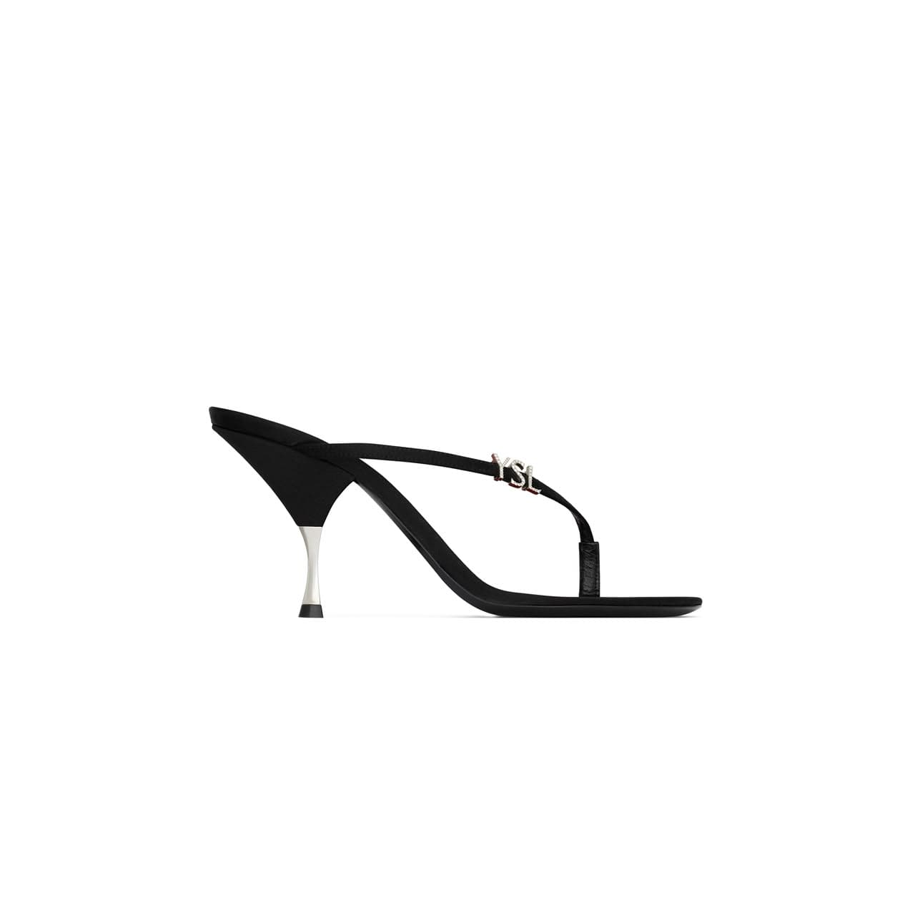 ysl Jerry Mules Satin Crepe Rhinestones