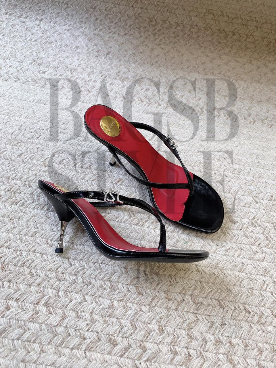 ysl Jerry Mules Satin Crepe Rhinestones