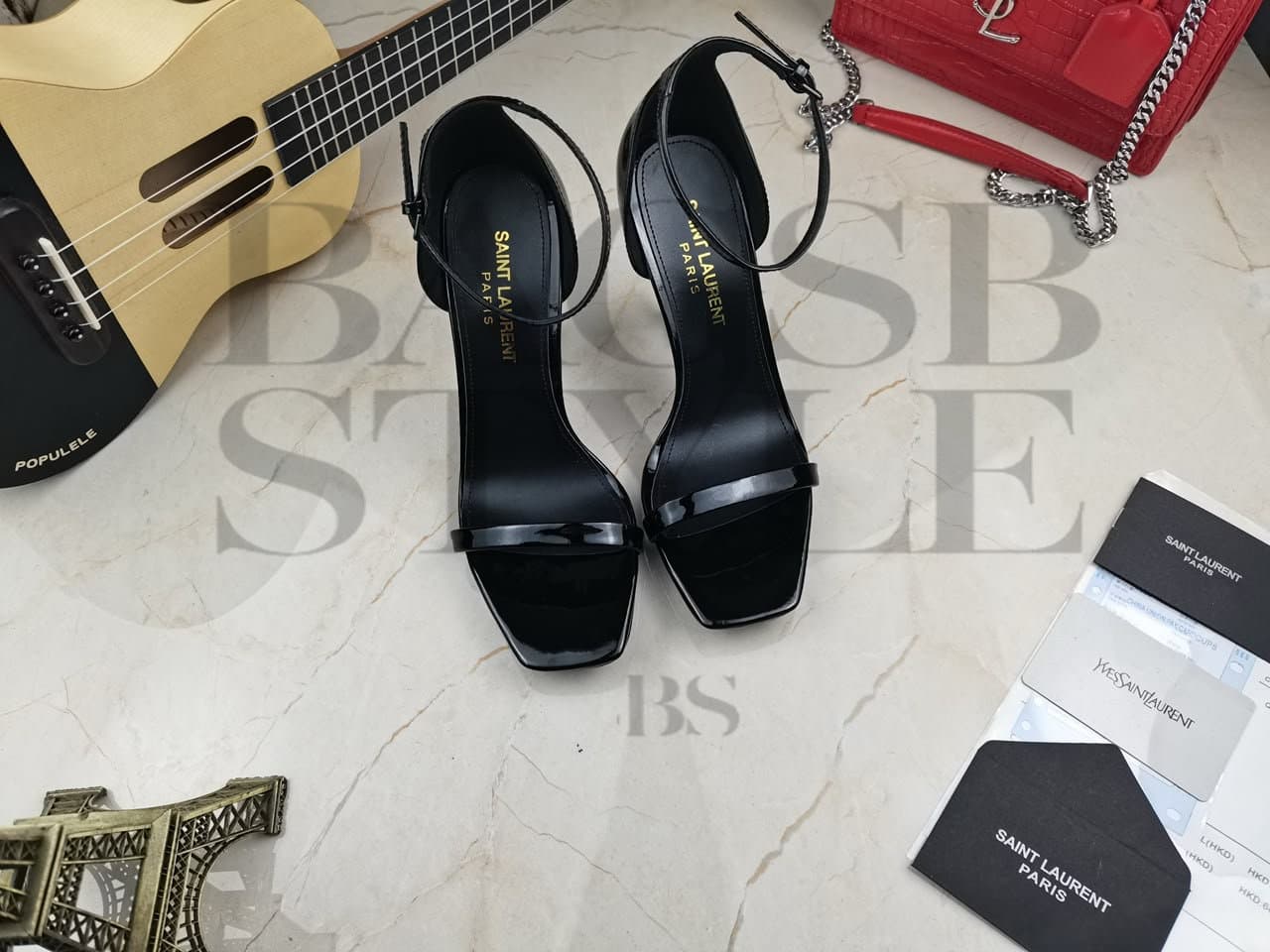 YSL OPYUM SANDALS IN PATENT LEATHER 557662 — Shoes