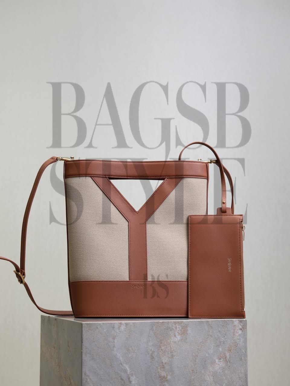 YSL Y SMALL BUCKET BAG IN CANVAS AND LEATHER 808224FAC7T9856 (29.5*23*8.5cm) — Bags
