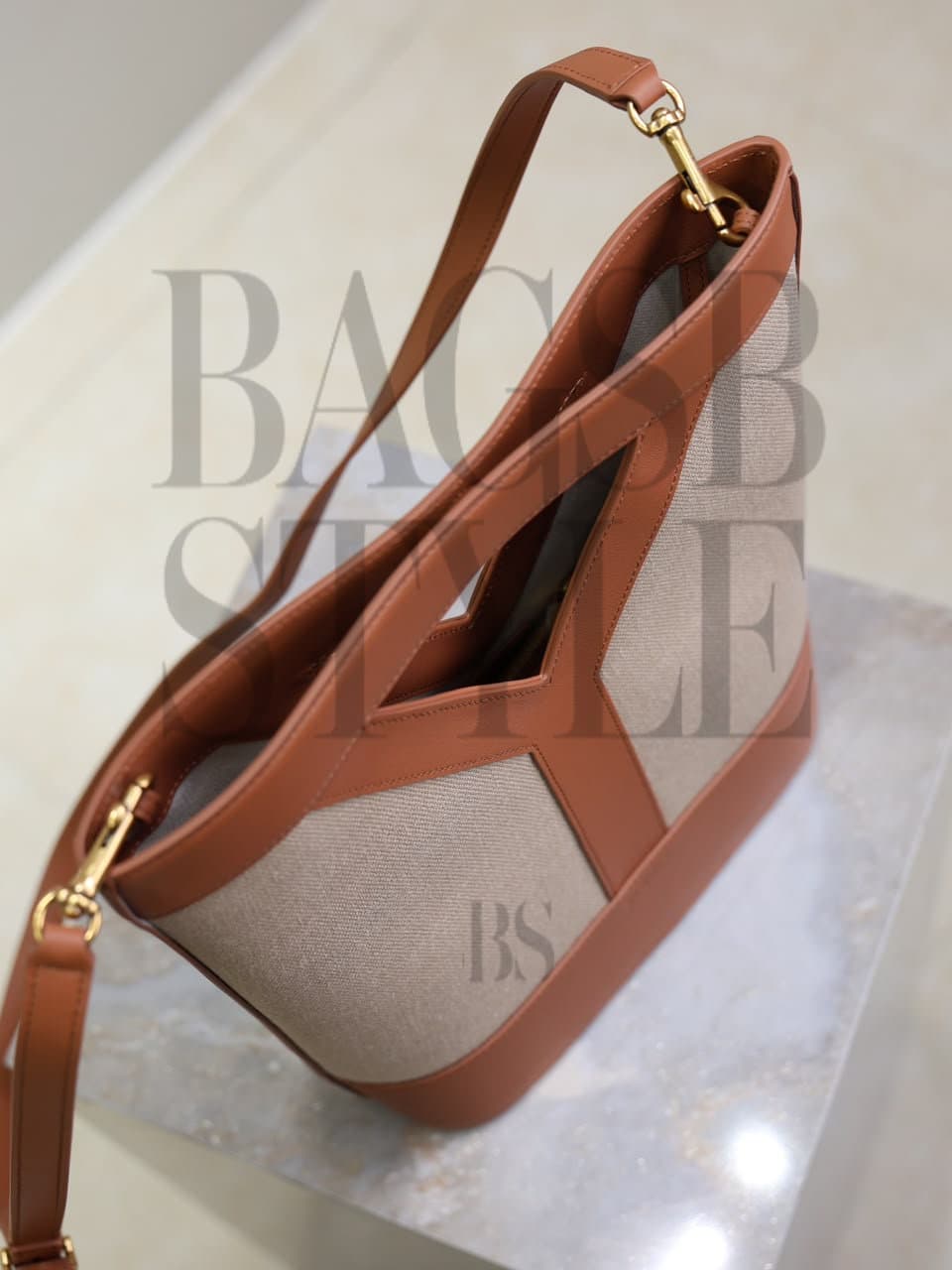 YSL Y SMALL BUCKET BAG IN CANVAS AND LEATHER 808224FAC7T9856 (29.5*23*8.5cm) — Bags