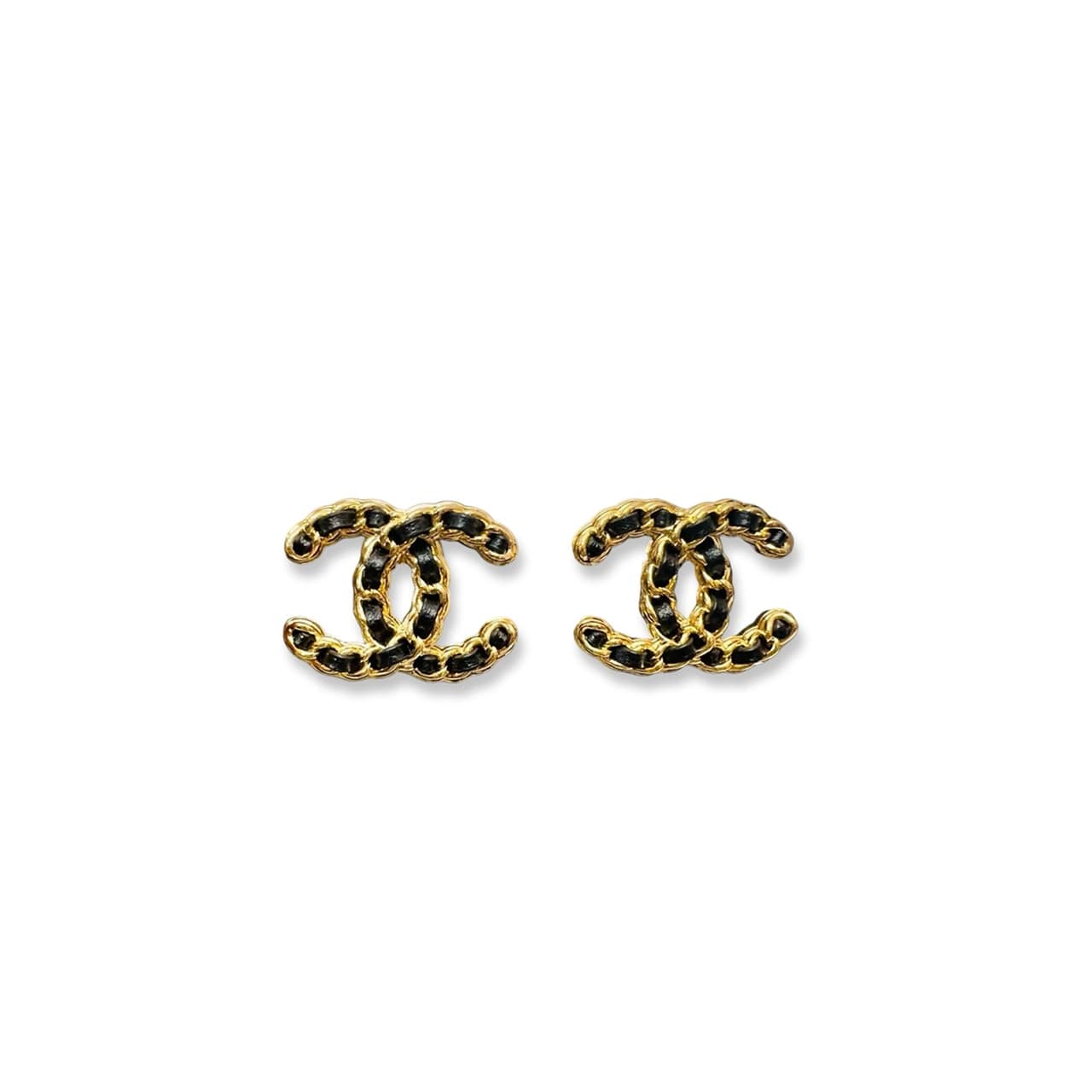 CHANEL LAMBSKIN CC CHAIN STUD EARRINGS — Accessories