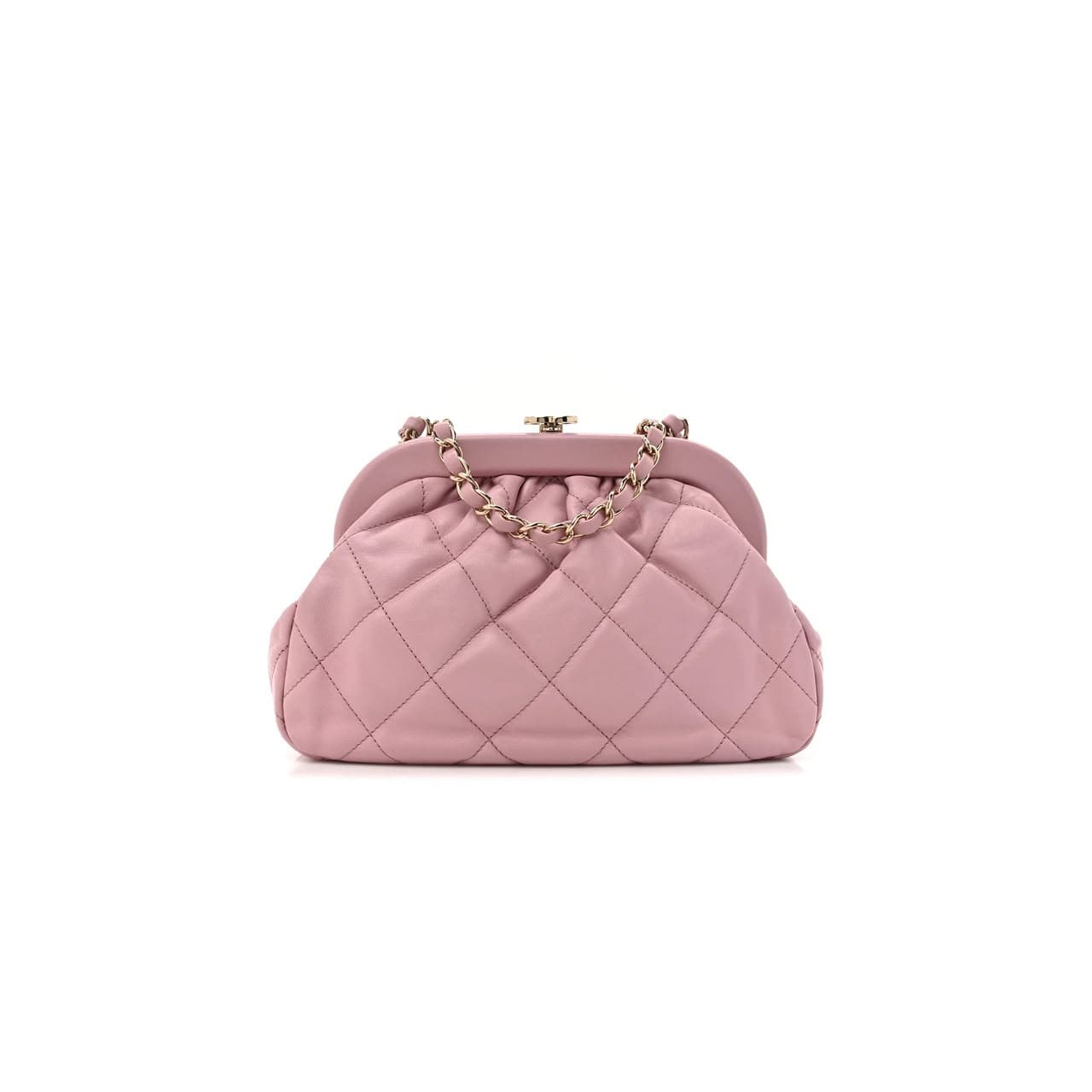 CHANEL MASTER LAMBSKIN QUILTED CC KISSLOCK CLUTCH PINK (23 × 15 × 8 cm) — Bags